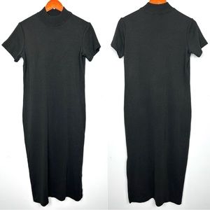 Lennie LNY new your slit side mock neck short sleeve midi dress  size S black